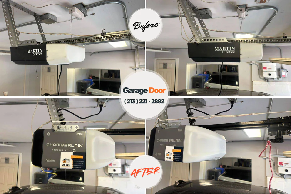 Before and after: garage door repair De Pue, IL